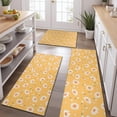 thumbnail image 2 of Yellow Daisy Flower Retro Pattern Kitchen Rugs Sets Of 3,Kitchen Runner Rugs Non Skid Washable,Decorative Kitchen Floor Mats for Kitchen,Sink,Laundry,17"x30"+ 17"x47" + 17"x59", 2 of 6
