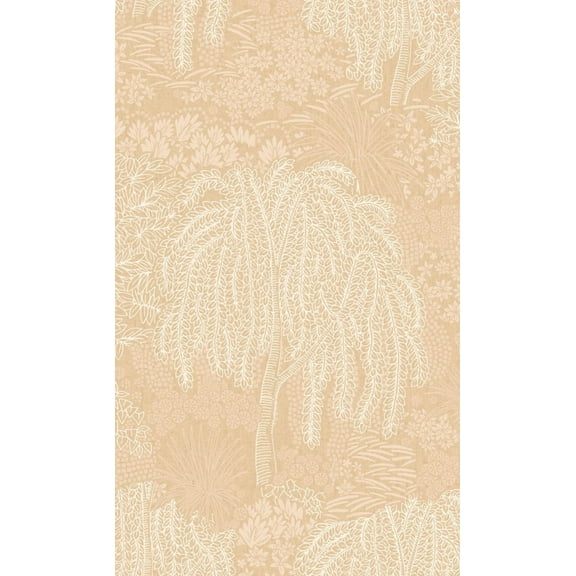 Beige Metallic Garden Tropical Wallpaper, Double Roll, 57 sqft