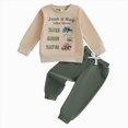 thumbnail image 3 of Xudanell Baby Toddler Boys Fall Clothing Set 2t 3t 4t 5t Letter just a boy who loves trucks excavator tractors Print Long Sleeve Round Neck Tops Drawstring Pocket Long Pants 2-Piece Outfits, 3 of 4