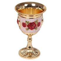 Zoyueyie Shot Glass Metal Goblet Vintage Egyptian Shot Glass Goblet Cocktail Glass For Home Bar Wedding Party Supplies White Red Flower