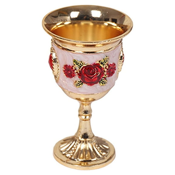 Zoyueyie Shot Glass Metal Goblet Vintage Egyptian Shot Glass Goblet Cocktail Glass For Home Bar Wedding Party Supplies White Red Flower