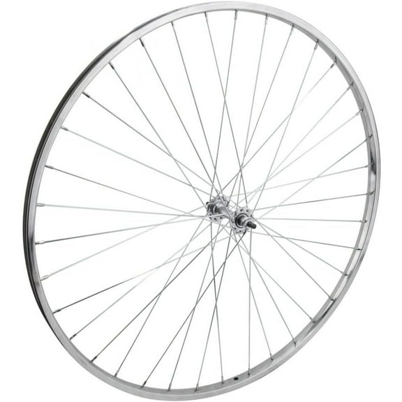 Wheel Front 27 x 1-1/4 Silver, Bolt On, 5/16 Axle Hub, 14g UCP Spokes, 36H