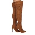 thumbnail image 2 of New Women MACKIN J 181-1 Faux Suede Thigh High Pointy Toe Studded Stiletto Boot, 2 of 3