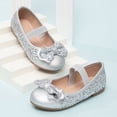 thumbnail image 2 of KPOPLK Girls Mary Jane Dress Shoes - Princess Ballerina Flats Low Heels for School Party Wedding, Back to School Shoes for Girls (Little Kid/Big Kids) Size 2.5,Silver, 2 of 9