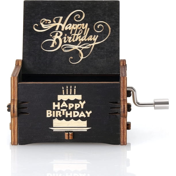 1 caja de música de regalo, caja de música de feliz cumpleaños grabada con láser, musical de madera, caja de música de manivela, regalo de cumpleaños de caja de música vintage, regalos de cumpleaños para él/ella (regalo de cumpleaños) ER
