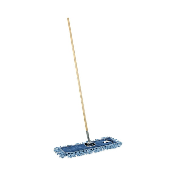 Boardwalk Dry Mopping Kit, 24 x 5 Blue Synthetic Head, 60" Natural Wood/Metal Handle