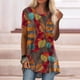 thumbnail image 1 of Pntutb Camiseta de manga corta con estampado étnico vintage de cuello redondo casual para mujer Pntutb Pntutb-8382, 1 of 5
