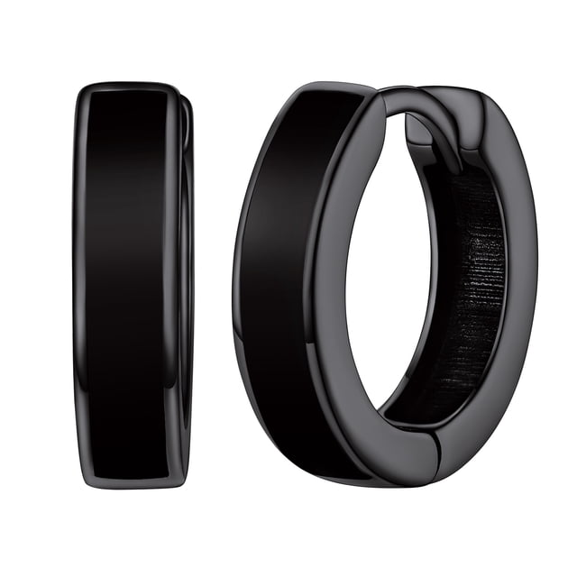 Pendientes de aro pequeño Huggie Silvora de plata esterlina para hombres y mujeres 10mm