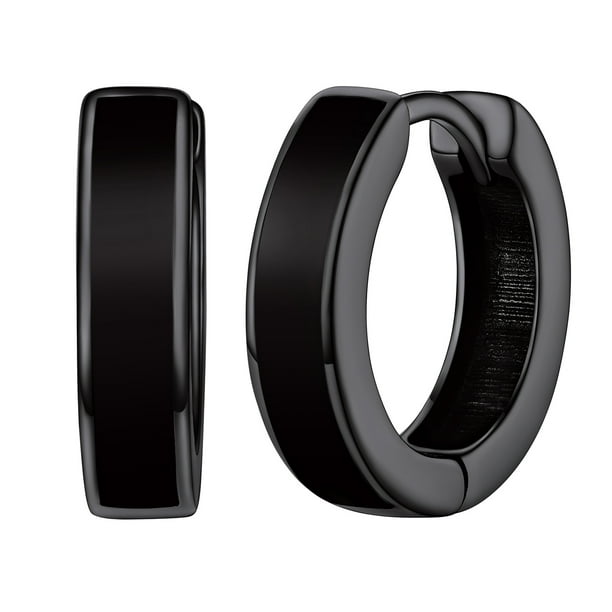 Pendientes de aro pequeño Huggie Silvora de plata esterlina para hombres y mujeres 10mm