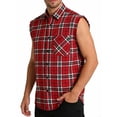thumbnail image 2 of Bxsruta Men's Sleeveless Plaid Button Down Shirt Casual Frayed Edge Lapel Tank Top for Daily Wear, 2 of 8