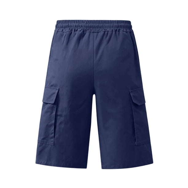 Zimjoy Long Cargo Work Shorts for Men Below Knee Elastic Waist