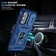 thumbnail image 6 of Compatible with Samsung Galaxy A35 with Sliding Cover Lens Protection & Kickstand, Built-in 360° Rotate Ring Stand Magnetic Card Slot Hybrid Cover Case for Samsung Galaxy A35, Blue, 6 of 10