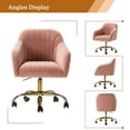 thumbnail image 3 of Velvet Office Desk Chair Makeup Vanity Table Chairs Adjustable Armchair Gold Legs Pink, 3 of 12