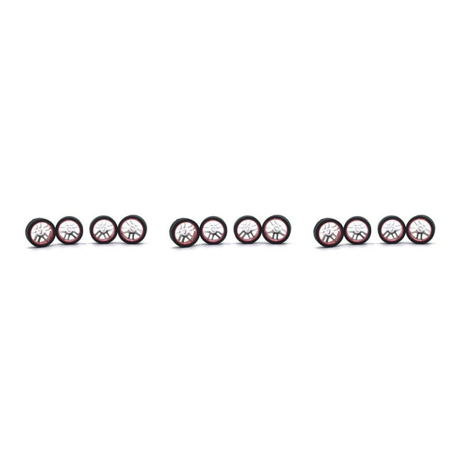 Longjian 4 Pcs 1/28 Télécommande Pneu de Course Pièce de Rechange Accessoires Pneus Rouge 3Ensemble