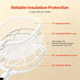 thumbnail image 4 of ACDANC Electric Fly Swatter,Zapper Racket with 3 Layers Mesh & Digital Screen Display,Dual Modes Fly Killer with 1500Mah Battery Rechargeable for Home,Bedroom,Kitchen and Patio,White, 4 of 7