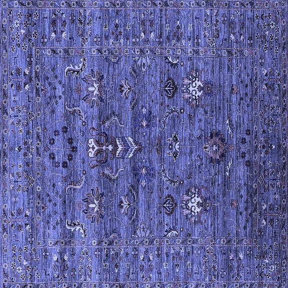 Ahgly Company Machine Washable Indoor Square Oriental Blue Industrial Area Rugs, 4' Square