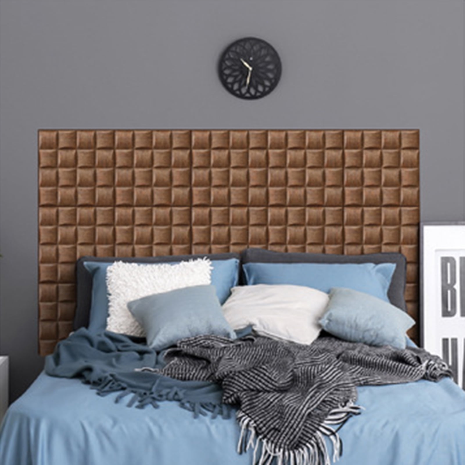 Selrti 20Pcs Removable 3D Brick Wall Panel  Waterproof PVC Self-Adhesive Wall Wooden Grain Decoration Sticker, 30x30CM