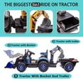 thumbnail image 7 of 24V Kids Ride on Excavator Digger Toy Cars, Ride on Construction Toy w/4-in-1 Construction Attachments (Excavator, Dump Truck & Bulldozer), Electric Tractor Car w/Remote Control, Swivel Seat, Blue, 7 of 7