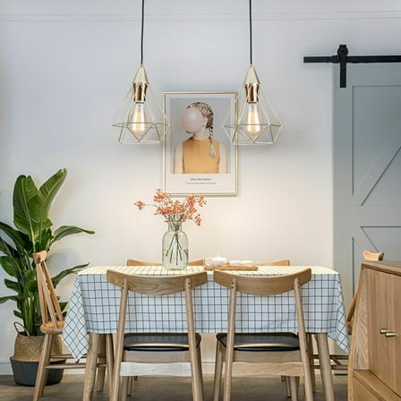 2-Head Modern Pendant Lamp Island Dining Room Hanging Ceiling Fixture Gold 60W