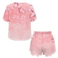 thumbnail image 5 of Yuyamidu Pink Flowers Women's Short Sleeve Pajama Set Soft 2-Piece Sleepwear with Round Neck Top & Lounge Shorts Sleep Set, 5 of 7