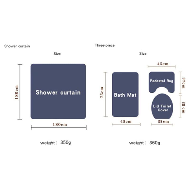 Britimes 4 Piece Shower Curtain Sets, with 12 Hooks, Flow Water Bamboo with  Non-Slip Rugs, Toilet Lid Cover and Bath Mat, Durable and Waterproof, for