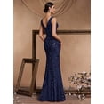 thumbnail image 4 of Elegant Long Sequin Formal Dress V-Neck Slit Design, Stretchy Fitted Glamorous, 4 of 6
