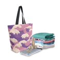 thumbnail image 2 of FORMRS Womens Canvas Tote Bag with Zipper Inner Pocket Shoulder Handbag, Purple Wave Pattern, 2 of 7