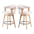 thumbnail image 5 of EYYTHUNG Swivel Boucle Barstool Set of 2, Mid Century Modern Dining Chairs with Arms and Wood Legs, Upholstered Kitchen Chairs, White and Natural Oak, 5 of 8