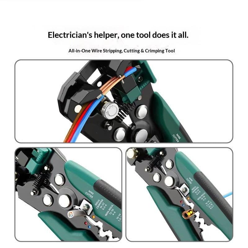 Automatic Wire Stripper Tool | Self-Adjusting 3-in-1 Wire Stripper, Cutter & Crimper | Ergonomic Professional Tool