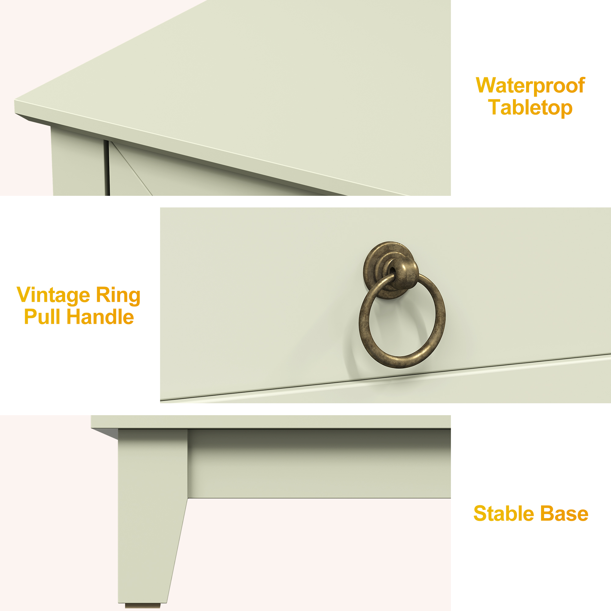 CozyHome Beige Nightstand Set of 2: Slim 3-Drawer Tall Wood Dressers, Space-Saving Bedside Tables for Small Rooms, Bedroom, or Dorm
