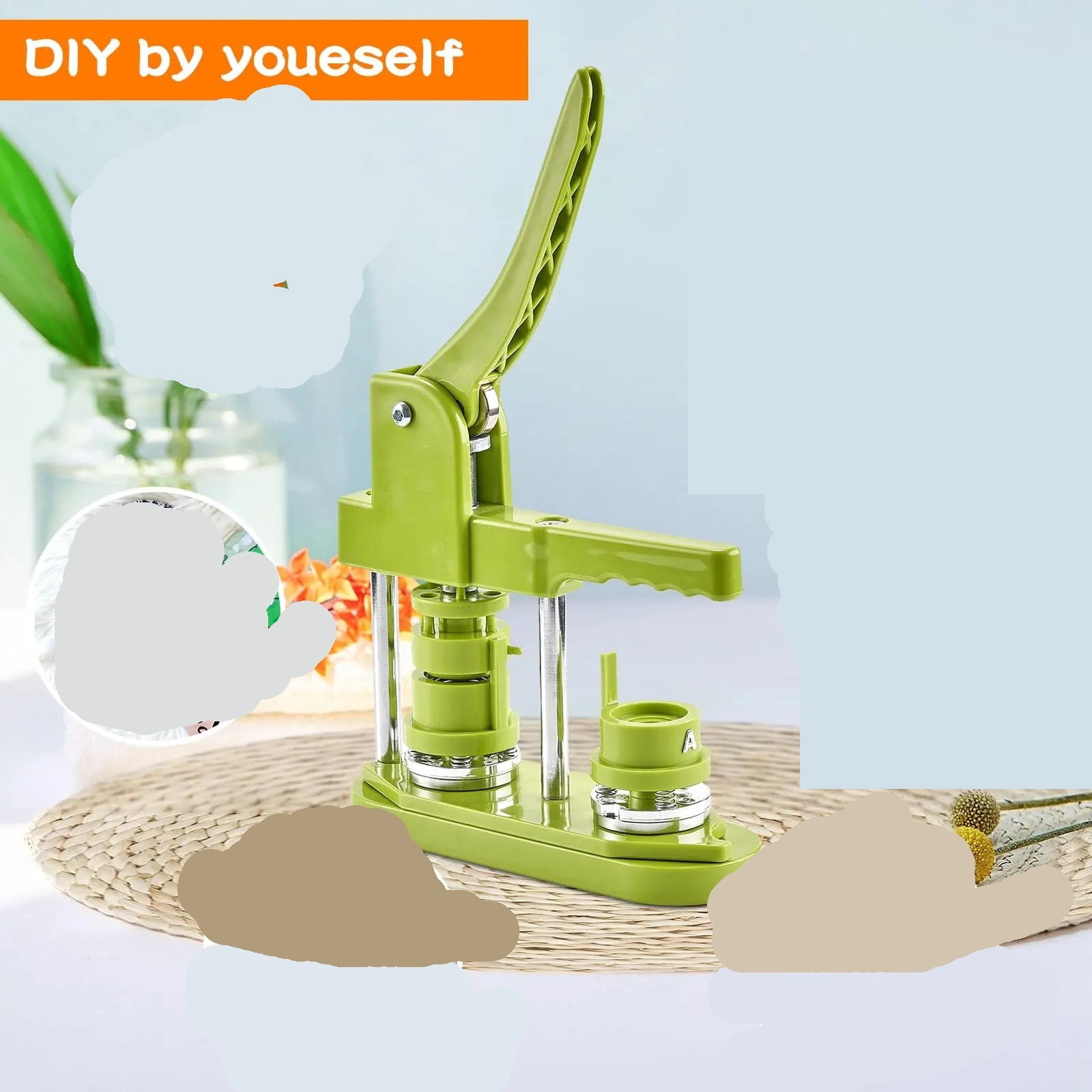 Button Maker Machine Multiple Sizes Pin Badge Maker32mm+44mm+58mm for Kids ,Beginner-Friendly
