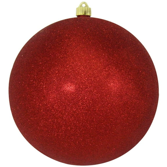 Christmas By Krebs Ornament, Commercial Grade Indoor and Outdoor Shatterproof Plastic, Water Resistant Ball Ornament Decorations (Red Glitter, 10 inch (250mm))