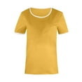 thumbnail image 4 of Mittory Womens Ringer Tee Crew Neck Color Block Casual Summer Short Sleeve T Shirt, 4 of 4