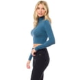 thumbnail image 6 of MixMatchy Women's Long Sleeve Turtle Neck Rib Knit Crop Top, 6 of 7