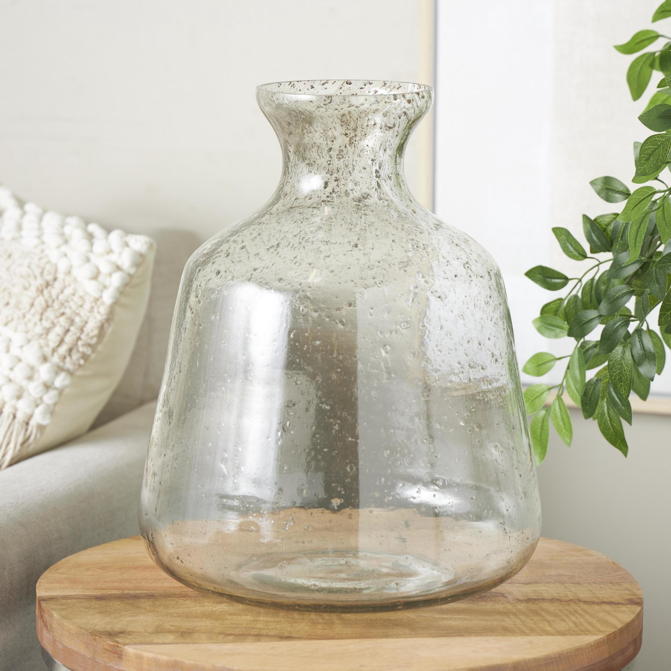 DecMode 17" Speckled Glass Vase with Brown Accents