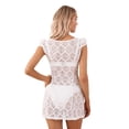 thumbnail image 2 of Douhoow Women Lace Dress Summer Cover Ups Solid Color Short Sleeve V Neck Hollow Out Mini Dress, 2 of 9