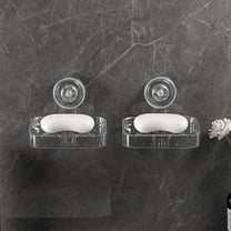 Nkmbld Soap Dish for Shower, Suction Cup Soap Box Wall Mounted Storage Rack for Kitchen, Bathroom, Laundry, White