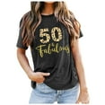 thumbnail image 2 of Fifty And Fabulous T Shirts for Women Short Sleeve Crewneck 50th Birthday Tshirt 50 Years Old Birthday Shirt, 2 of 6