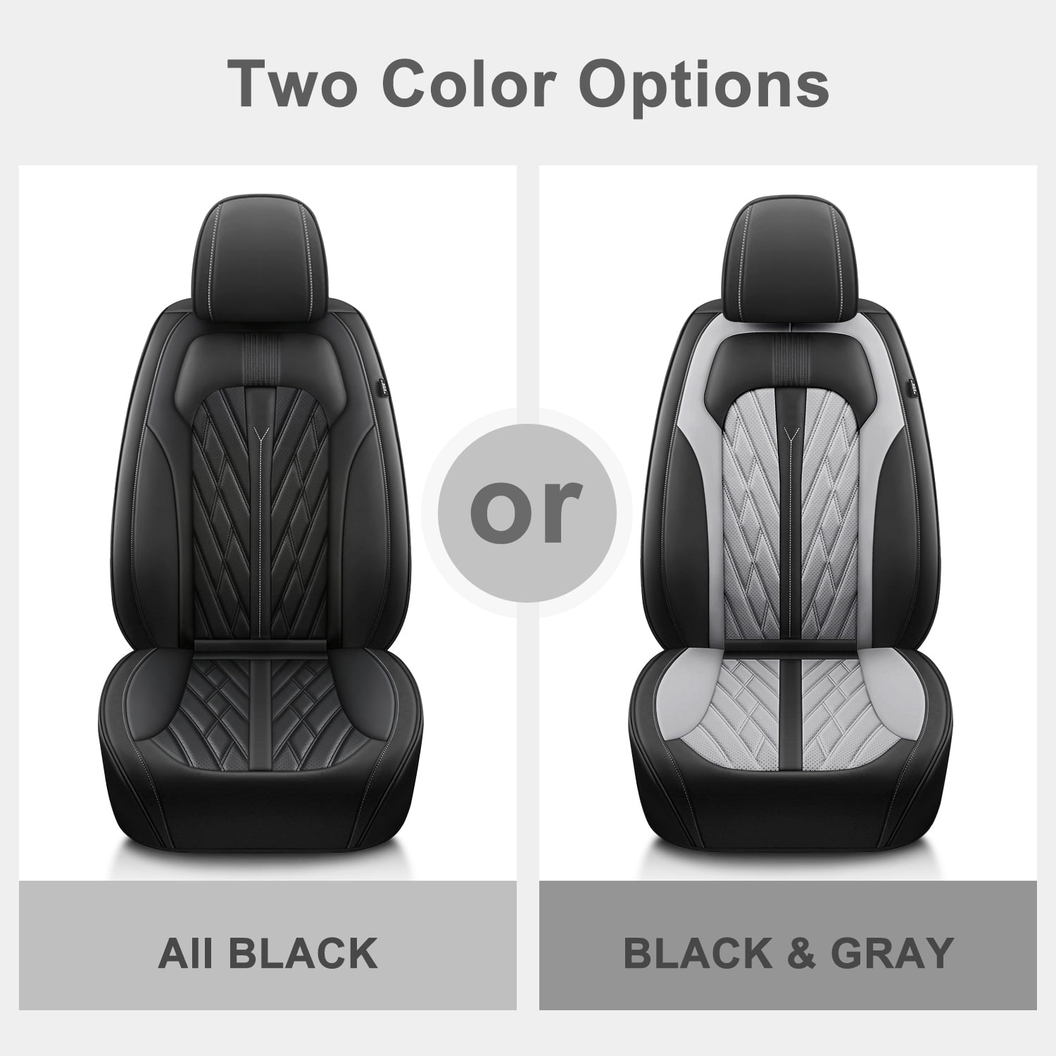 HQBQBUG Car Seat Covers Front Seats, Car Seat Protector Waterproof, Car Seat Leather Cover, Universal Fit for Most Cars Black,2PCS Front