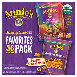 Annie's Organic Variety Pack, Cheddar Bunnies, Bunny Grahams & Cheddar  Squares, 12 Pouches