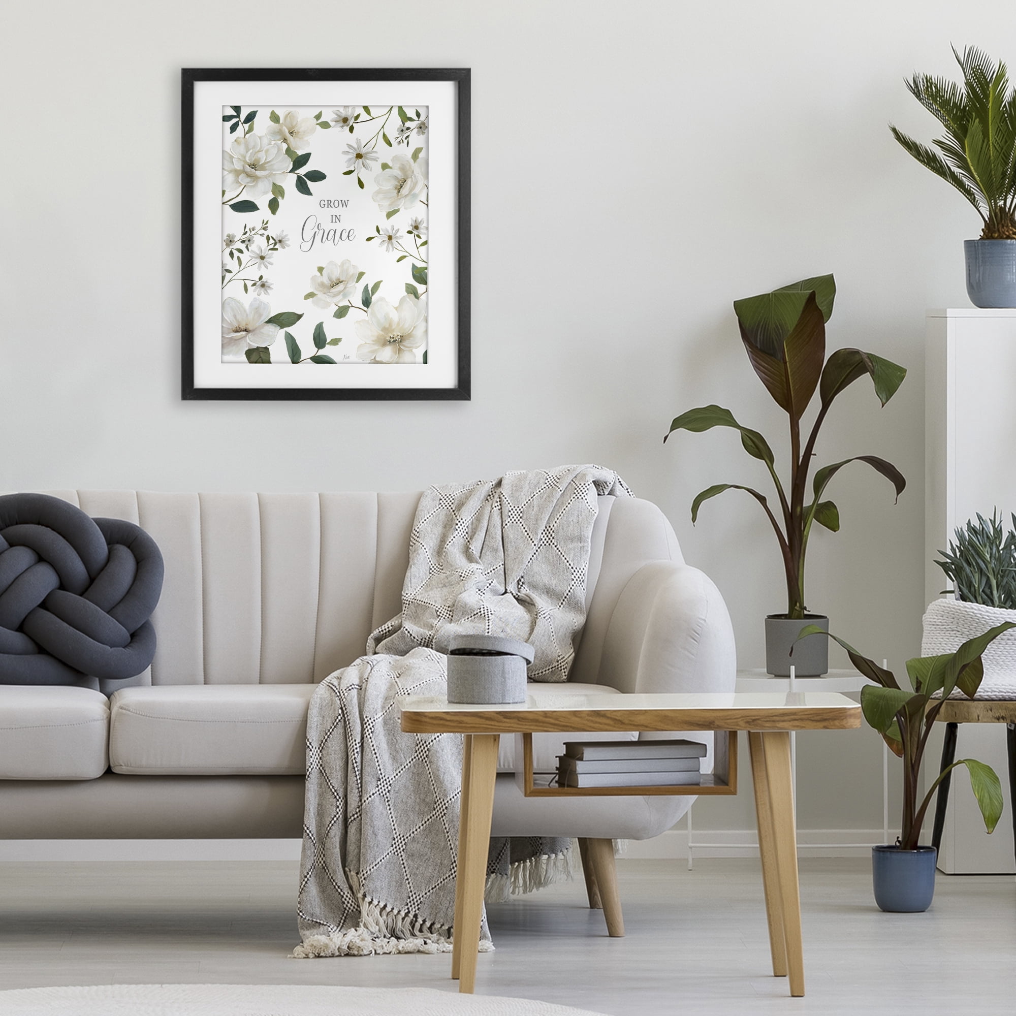 Stupell Industries Floral Grow In Grace Black Framed Print Under Glass, design by Nan