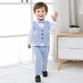 thumbnail image 2 of Zshosam Baby Boy Outfits Baby Boy Satin Clothes Outfit with Set Formal White Suit for Infant Size 1T 2T,(Light Blue 1-2 Years), 2 of 9