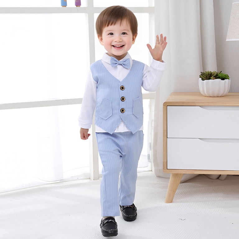 Gubotare Newborn Suit for Baby Boy Toddler Boys Formal Clothes with Suspender Baby Wedding Outfit Kids Dress Suit Set 1T 2T,(Light Blue 1-2 Years) Gubotare Newborn Suit for Baby Boy Toddler Boys Formal Clothes with Suspender Baby Wedding Outfit Kids Dress Suit Set 1T 2T,(Light Blue 1-2 Years)