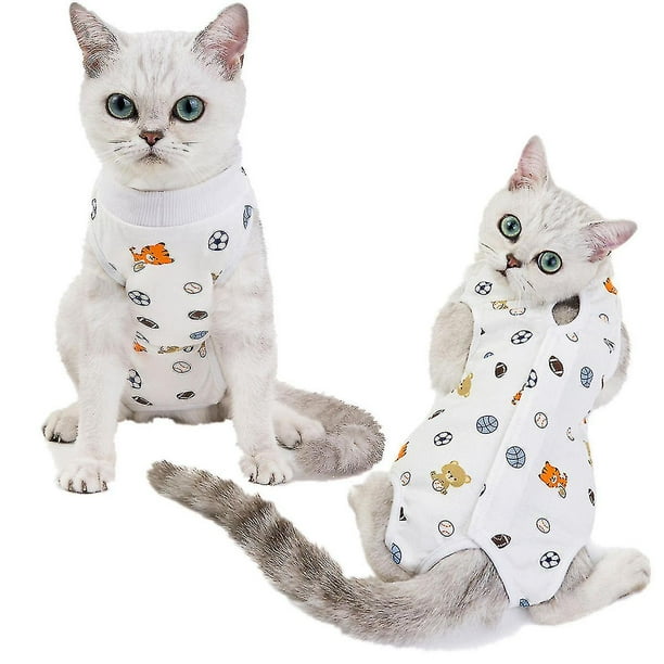 Blue Traje de recuperación de cirugía de gato, ropa profesional después de la cirugía, previene lamer heridas abdominales, enfermedades de la piel
