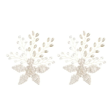 unbranded Crystal Shoe Buckle Flower Rhinestone Pearls Shoes Buckles Clip Jewelry for Bride Silver