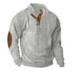 thumbnail image 1 of Blusa y camisa de manga larga con cuello alto para hombre, estilo casual, deportivo, con cuello alto, botones y retazos, de pana., 1 of 6