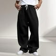 thumbnail image 3 of Men's Loose Wide Leg Pants Drawstring Waist Loose Sweatpants with Pockets, 3 of 8