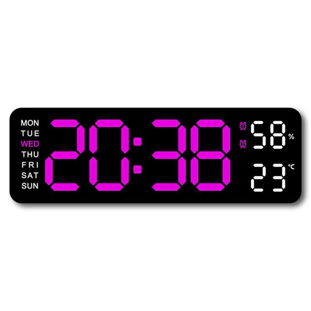 CUITING Digital Wall Clock Digital Calendar Large Wall Clock 13” Large Display Digital Clock LED Digital Clock with Remote Control Countdown Dimmer Large Clock with DST Date Week Temperat