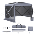 thumbnail image 7 of Gazebo Screen Tent 12x12 ft, 6-Sided Camping Canopy, Removable Top, Quick-Set, Bite-Proof Shelter for 8-10 Person Backyard Patio, UV50+ Sun Protection, Grey, 7 of 7