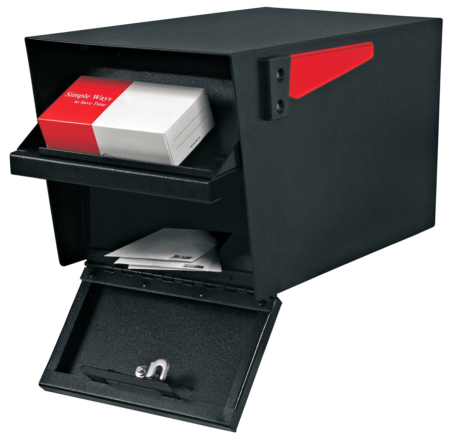 Mail Manager X2 Locking Mailbox Combo Kit with In-Ground Post, Black, 2 Compartment High Security Cluster